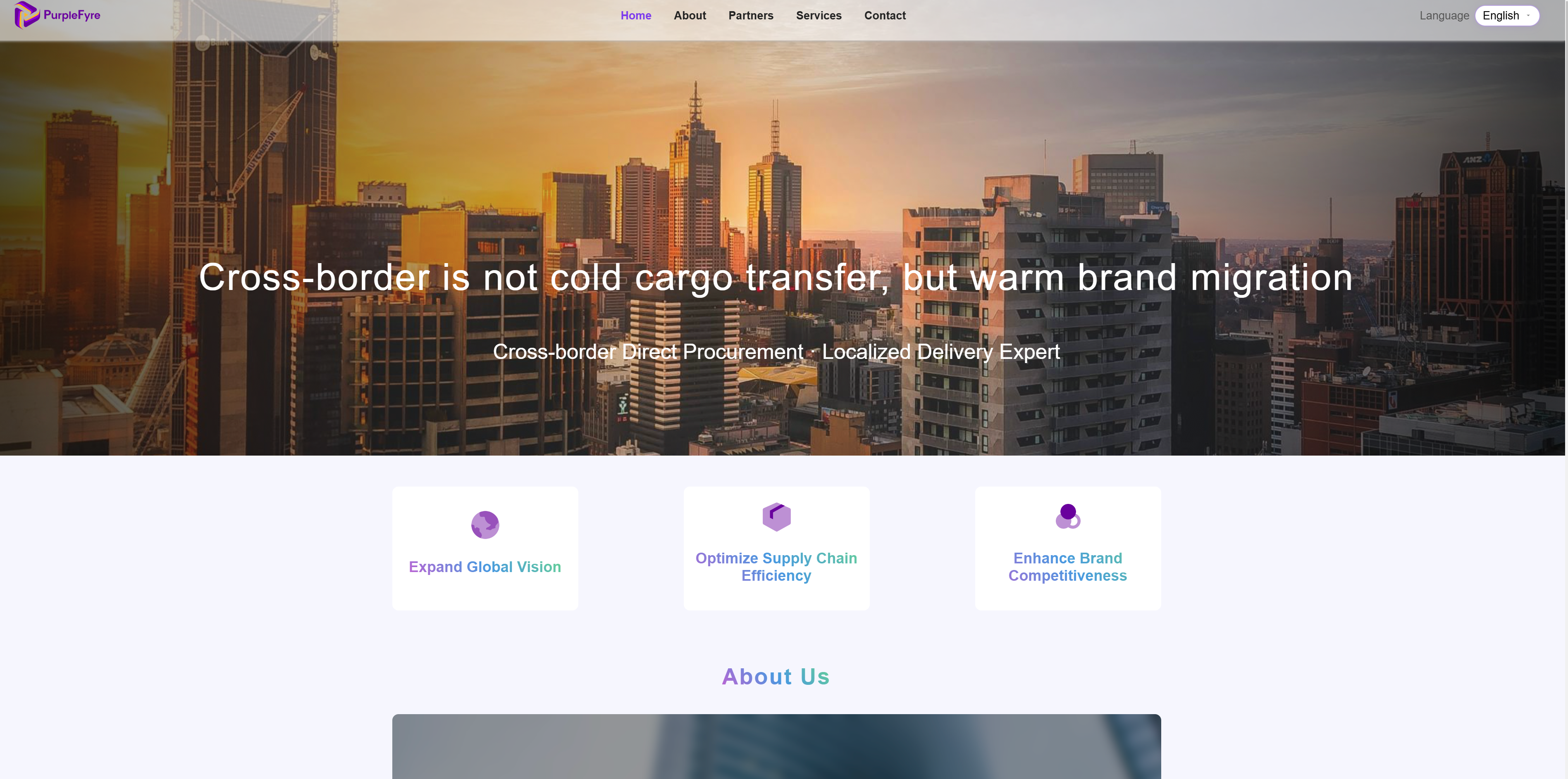PurpleFyre Global homepage visual