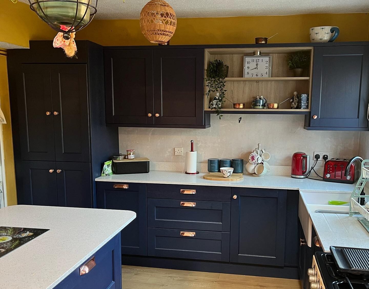 Bastille Door in Marine Blue with Starlite White Quartz Worktops & Double Belfast Sink | Dublin image 8