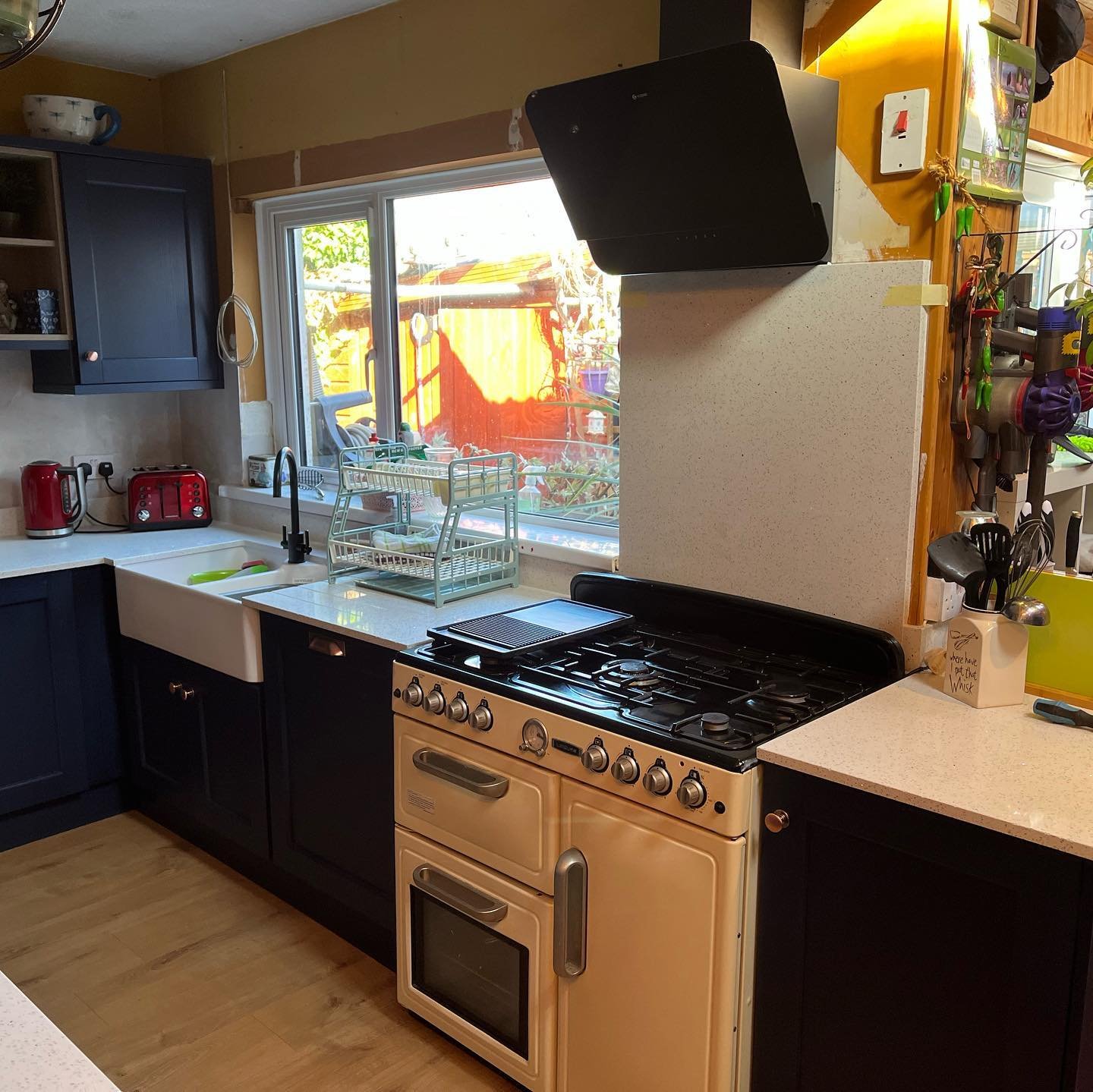 Bastille Door in Marine Blue with Starlite White Quartz Worktops & Double Belfast Sink | Dublin image 2