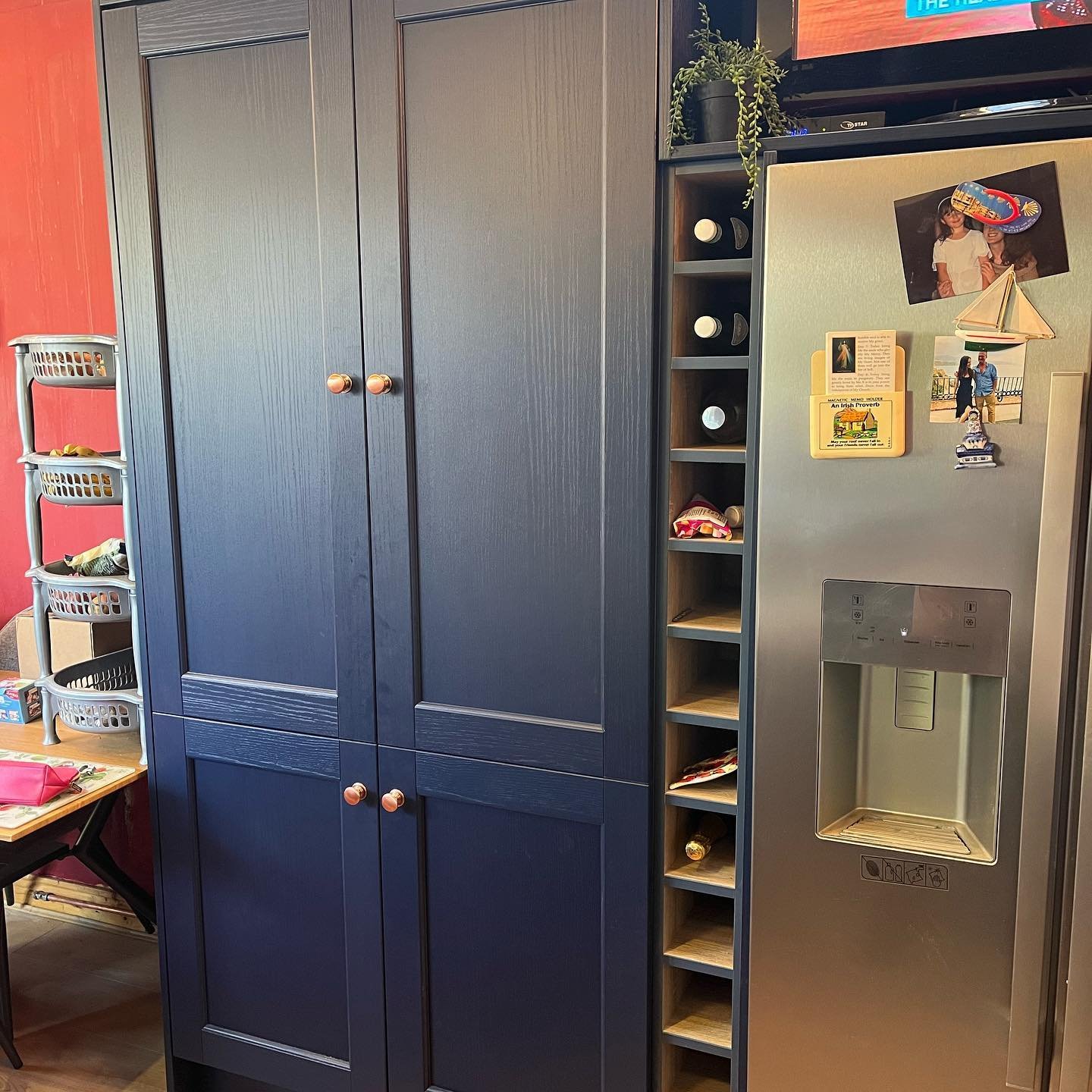 Bastille Door in Marine Blue with Starlite White Quartz Worktops & Double Belfast Sink | Dublin image 4