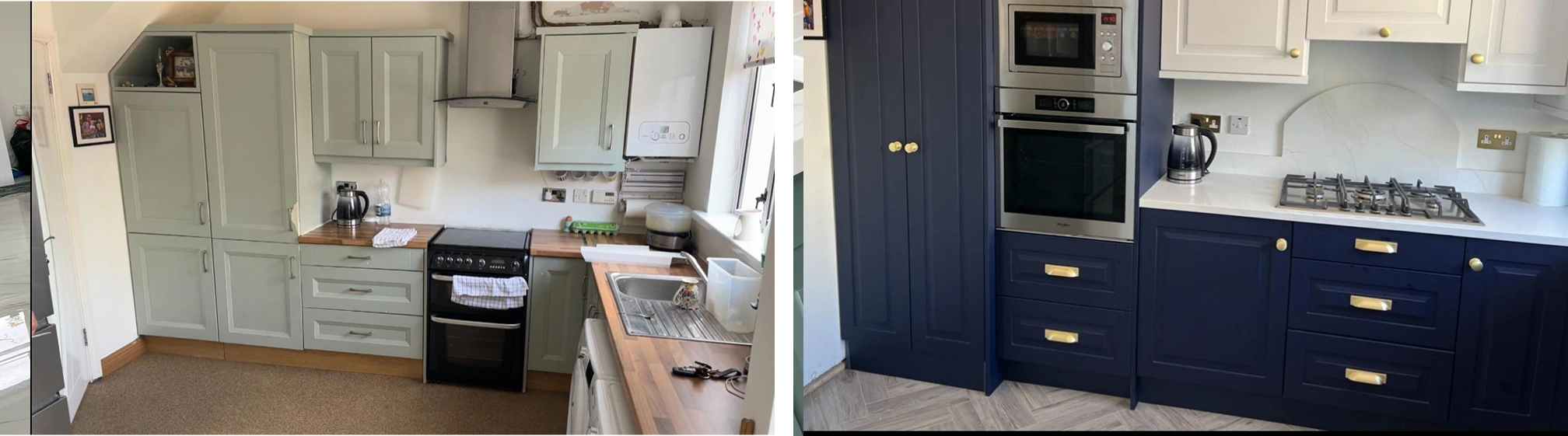 Marine Blue & Porcelain Shaker U-Shaped Kitchen Renovation image 2