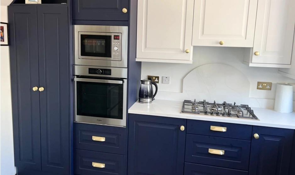 Marine Blue & Porcelain Shaker U-Shaped Kitchen Renovation