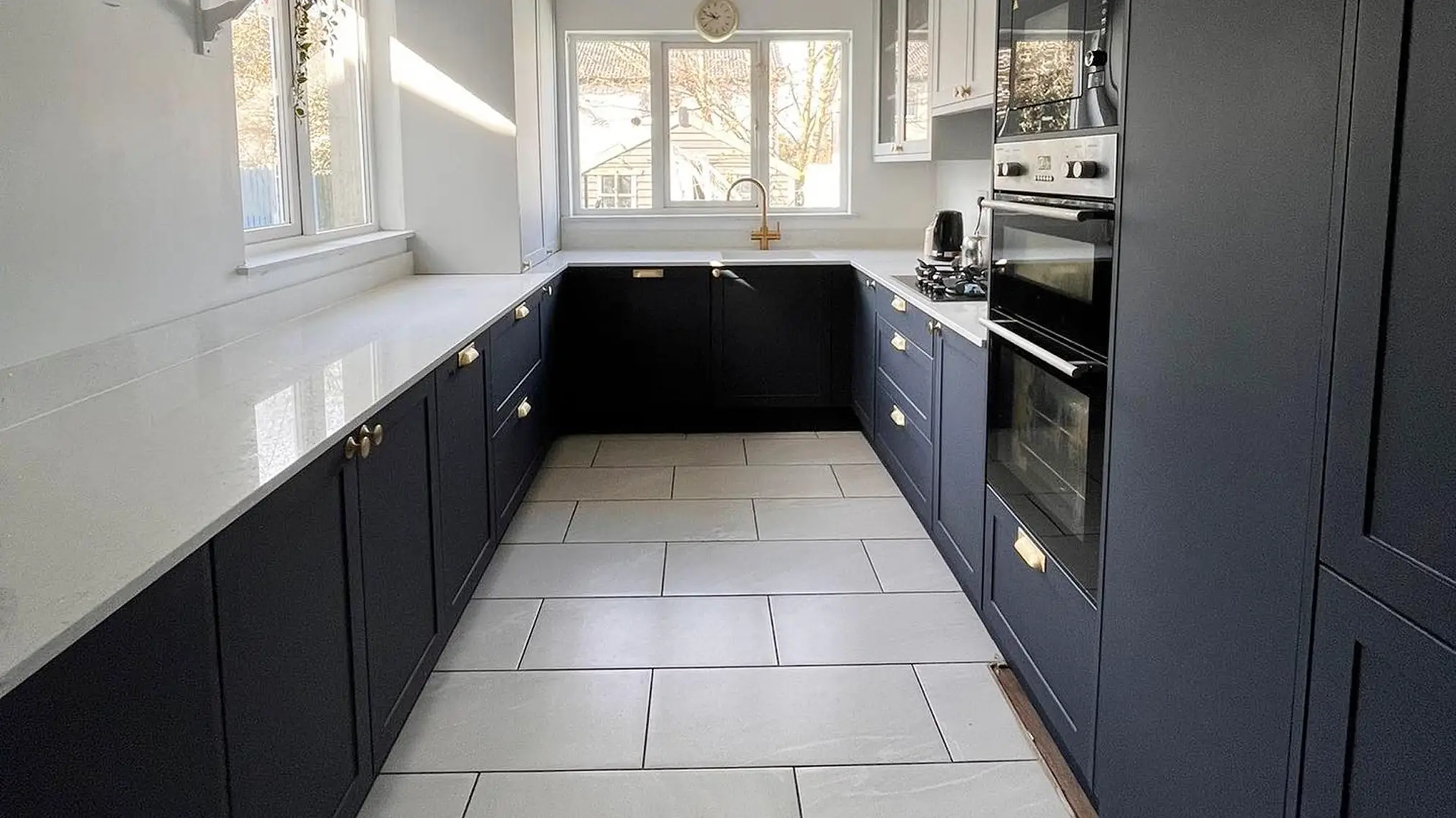 Modern Shaker U-Shaped Fitted Kitchen in Indigo & Light Grey image 1