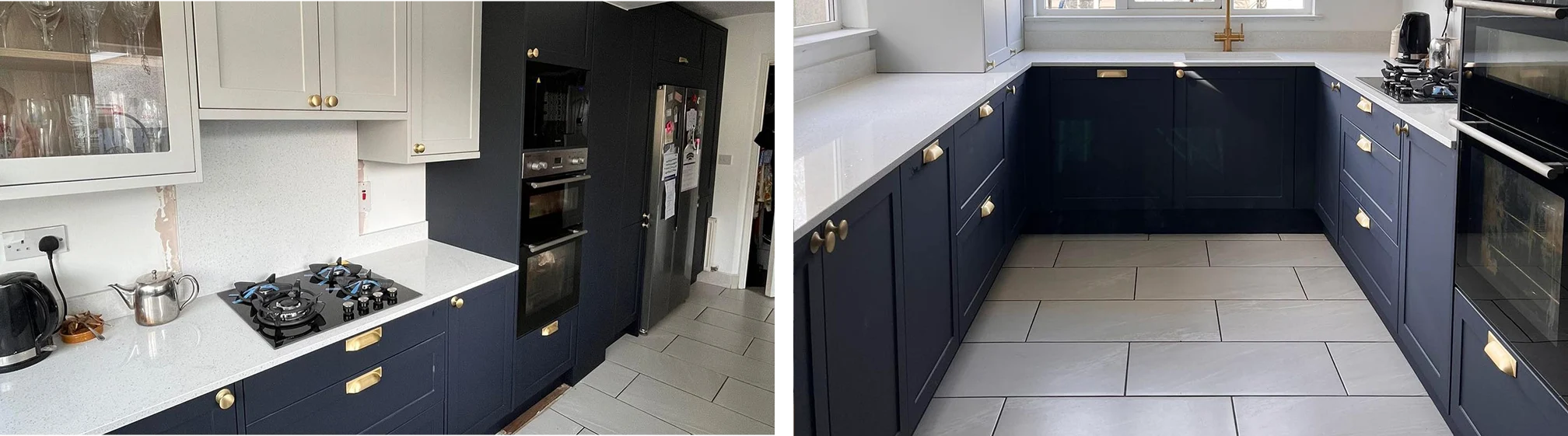 Modern Shaker U-Shaped Fitted Kitchen in Indigo & Light Grey image 2
